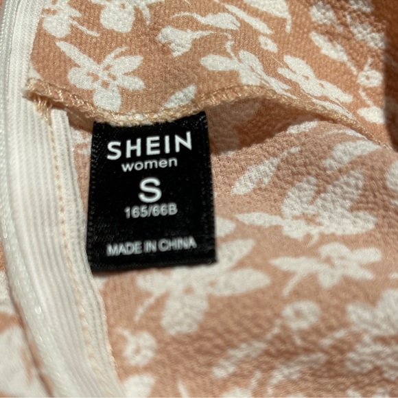 SHEIN Frill Mini Skirt W/Bow I CB Zip | Beige Wht Flowers Print Poly/Spa | Sz:S - Picture 4 of 6